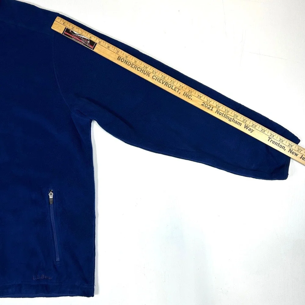 LL Bean Mens XL Full Zip Fleece Jacket Royal Blue Mock Neck 0 FJM3